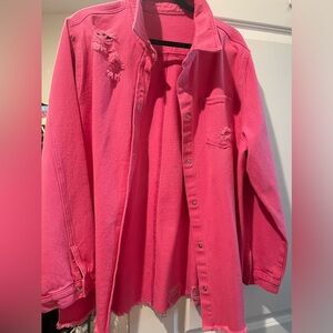 Hot pink Denim shacket